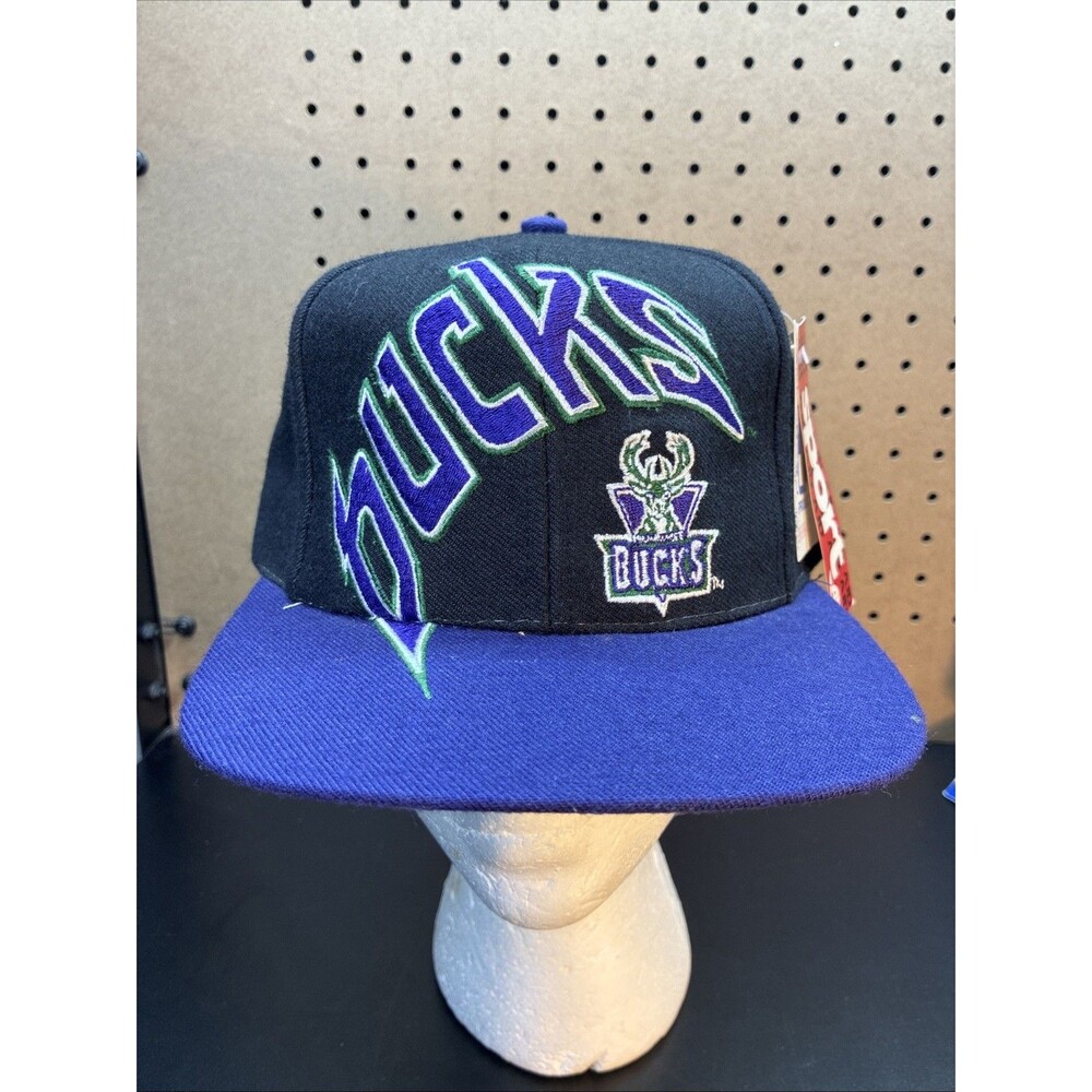 Vintage AJD NBA Milwaukee Bucks Basketball Snapback Hat VTG NWT